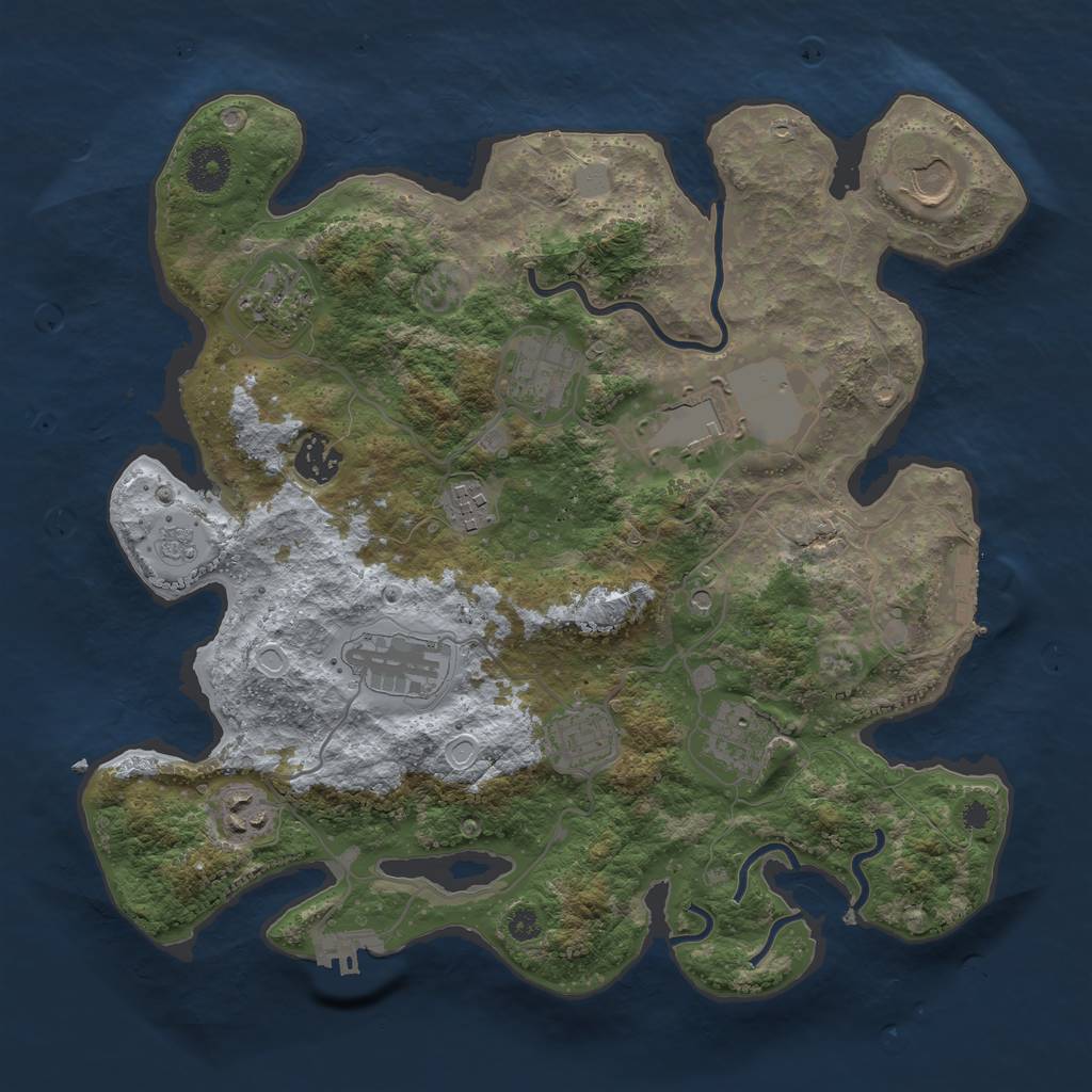 Rust Map: Procedural Map, Size: 3500, Seed: 72125971, 17 Monuments