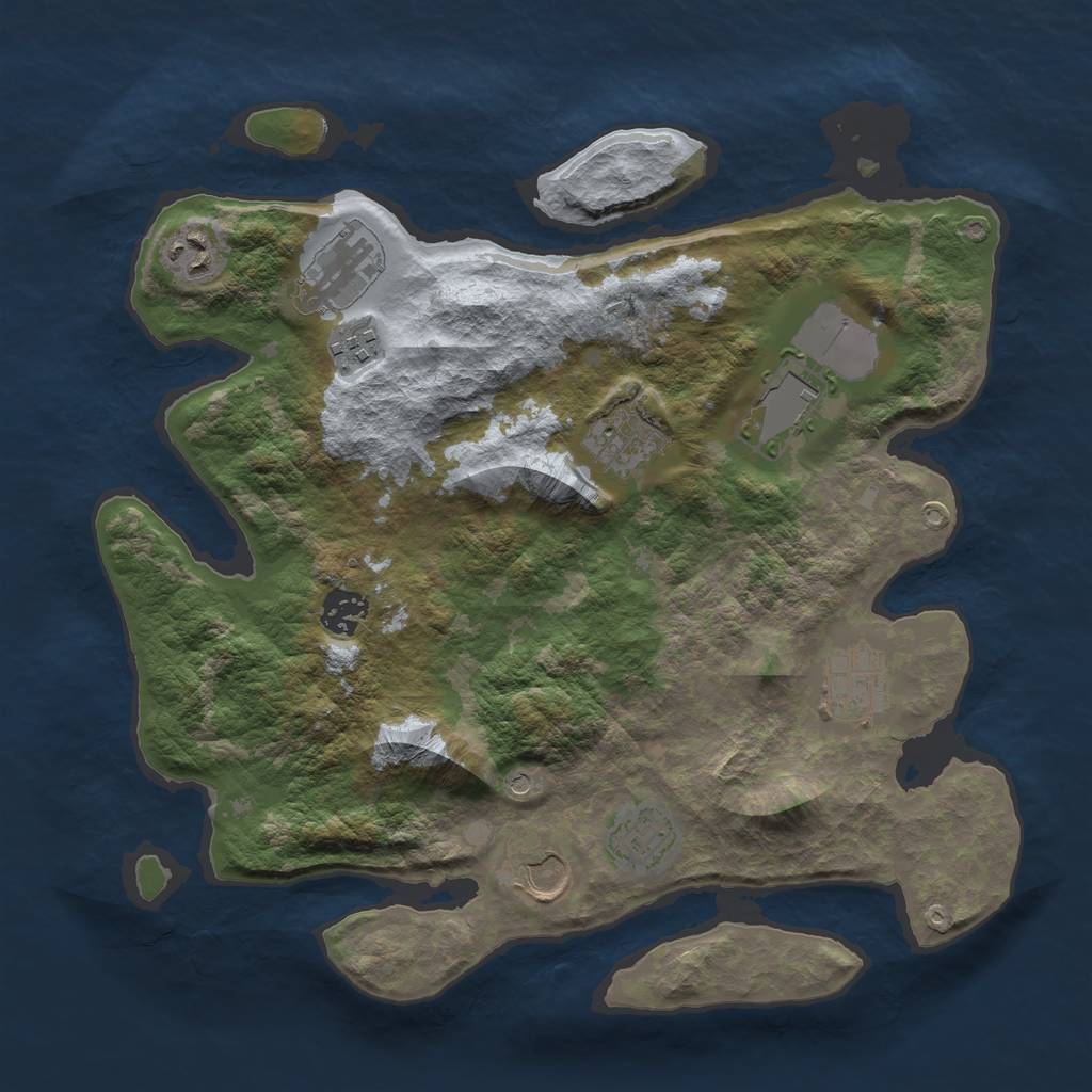 Rust Map: Barren, Size: 3500, Seed: 33838249, 12 Monuments
