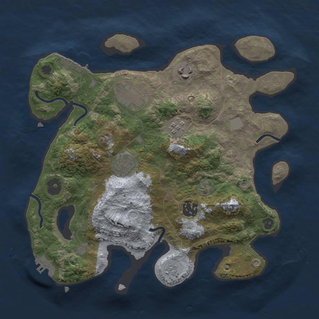 Rust Map: Procedural Map, Size: 3000, Seed: 2543, 13 Monuments