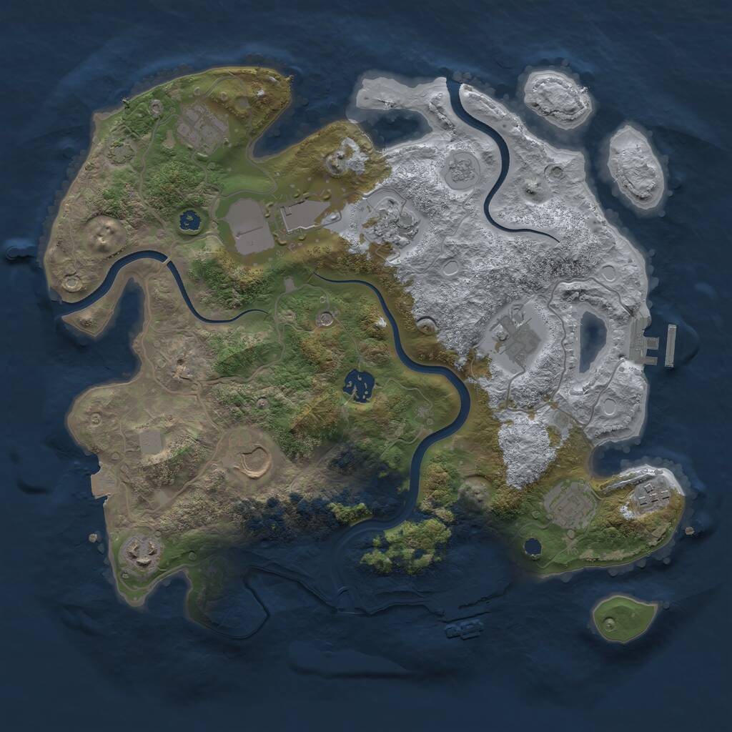 Rust Map: Procedural Map, Size: 3500, Seed: 7396288, 15 Monuments