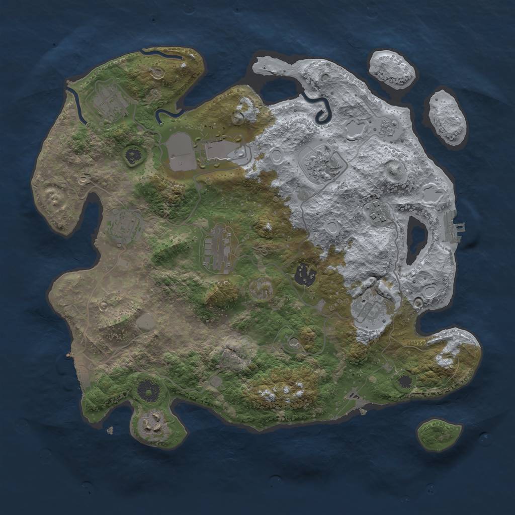 Rust Map: Procedural Map, Size: 3500, Seed: 7396288, 18 Monuments