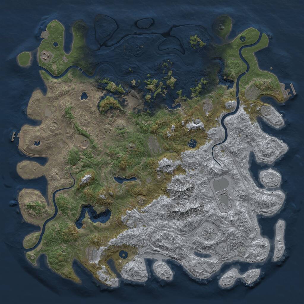Rust Map: Procedural Map, Size: 5200, Seed: 372104640, 17 Monuments