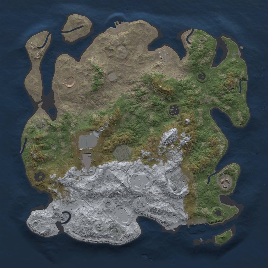 Rust Map: Procedural Map, Size: 3700, Seed: 1441139801, 16 Monuments