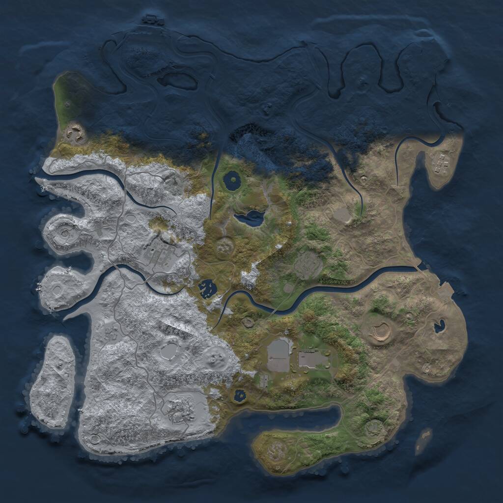 Rust Map: Procedural Map, Size: 4100, Seed: 31409025, 14 Monuments