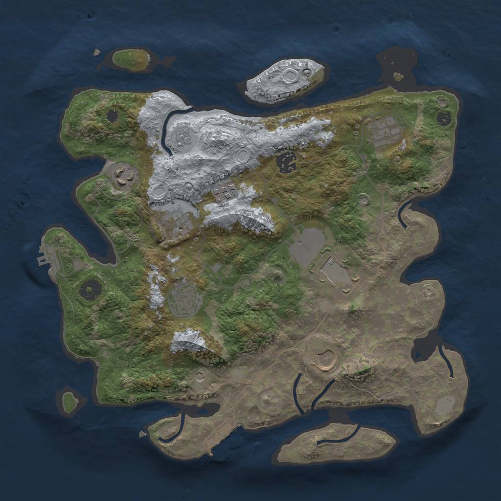 Rust Map: Procedural Map, Size: 3500, Seed: 33838249, 17 Monuments