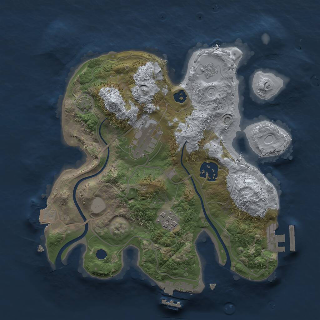 Rust Map: Procedural Map, Size: 2500, Seed: 15782, 8 Monuments