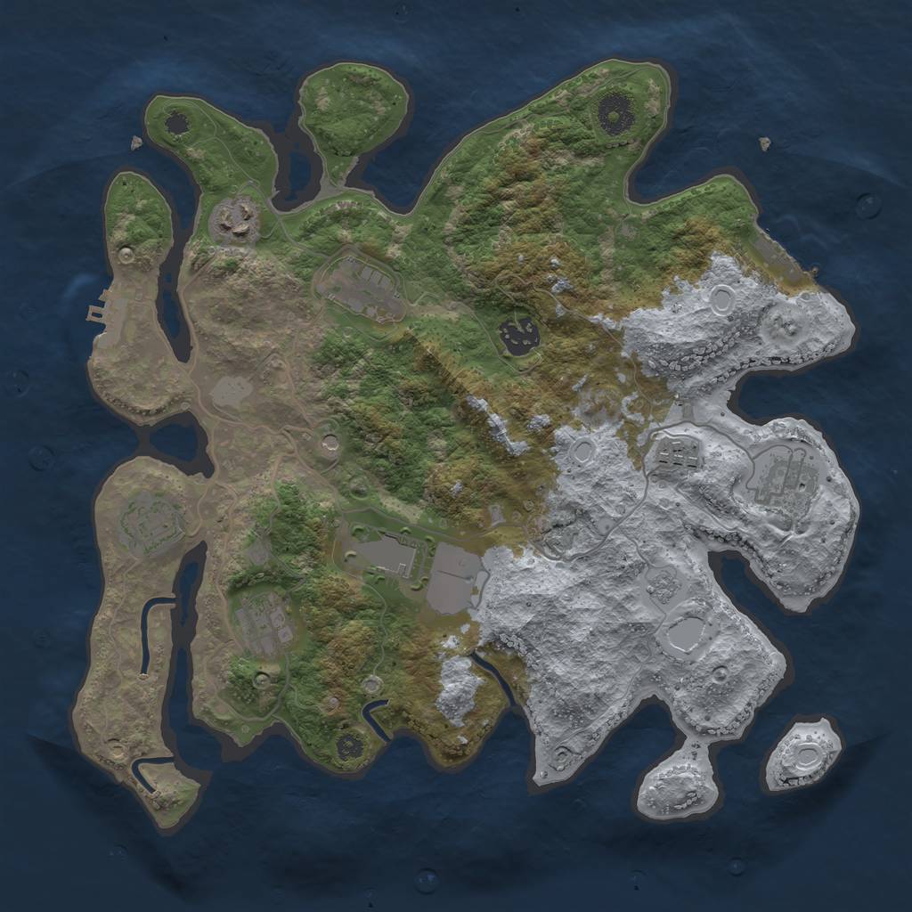 Rust Map: Procedural Map, Size: 3500, Seed: 87556972, 17 Monuments