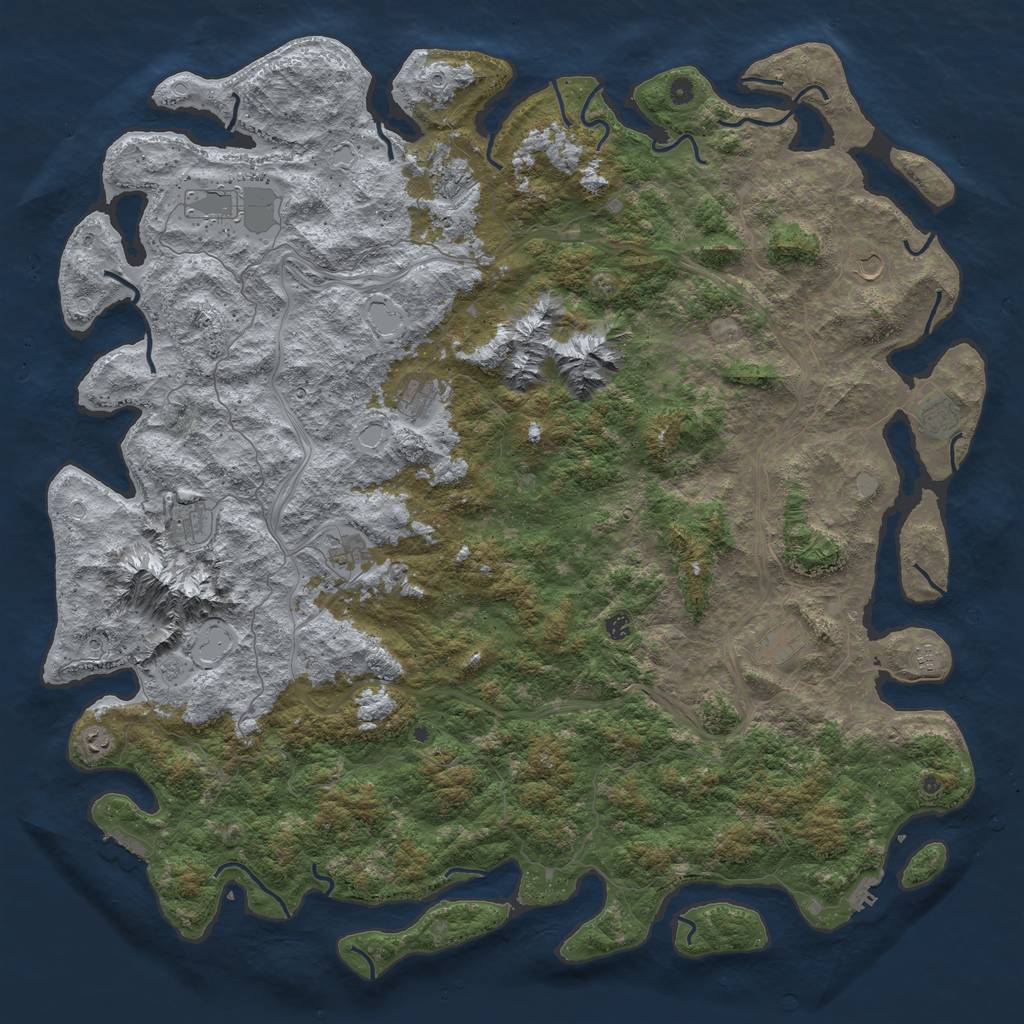 Rust Map: Procedural Map, Size: 6000, Seed: 106724383, 18 Monuments