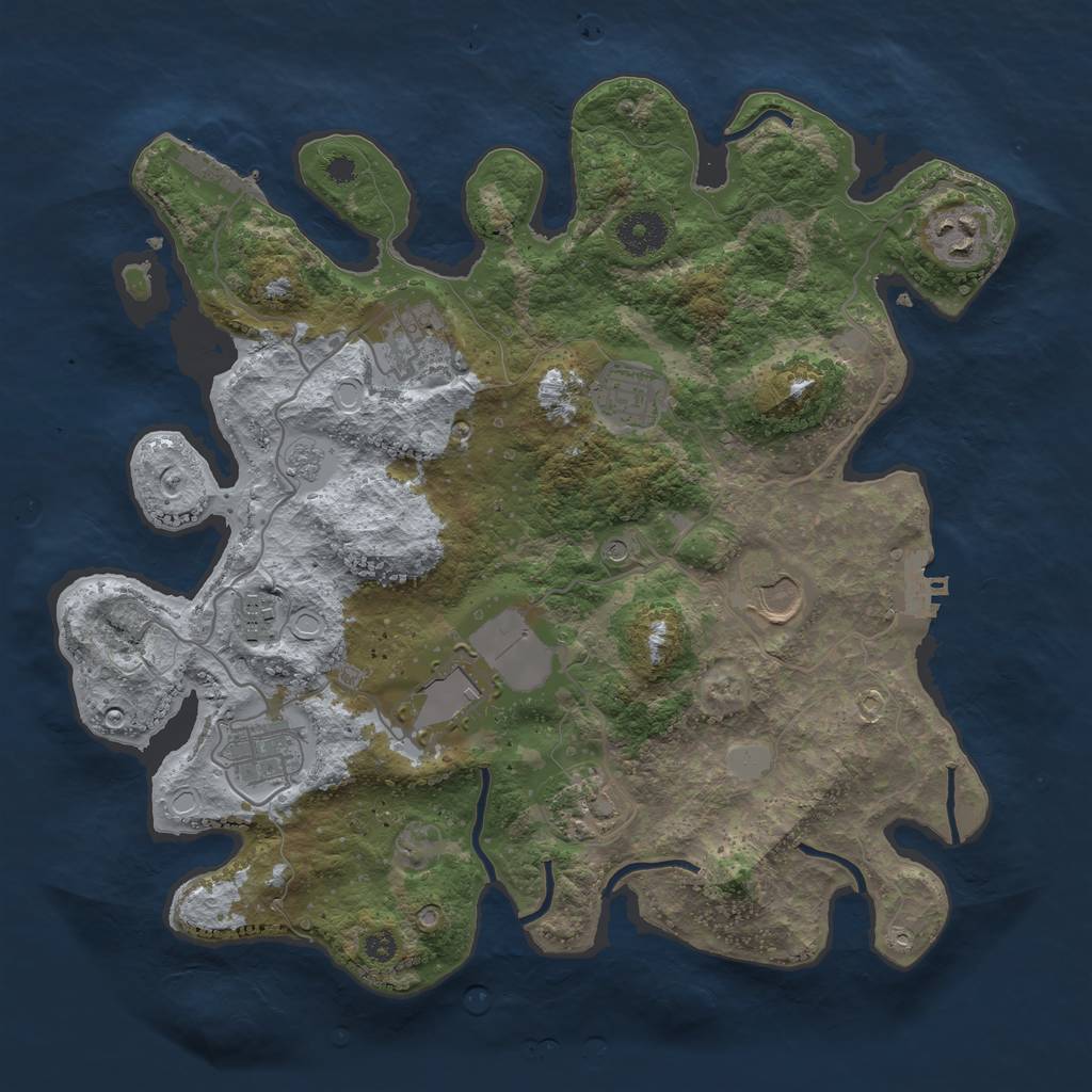 Rust Map: Procedural Map, Size: 3500, Seed: 21722691, 17 Monuments