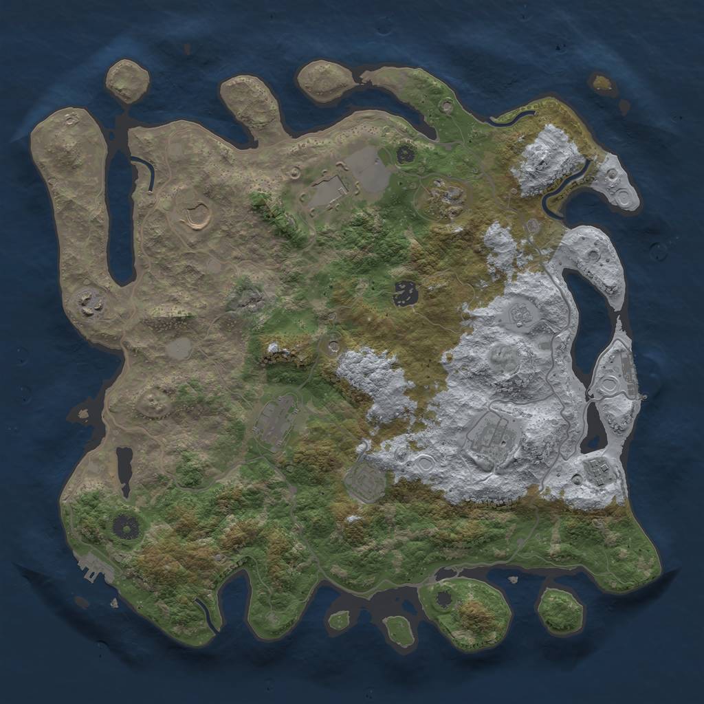 Rust Map: Procedural Map, Size: 4000, Seed: 1760404226, 18 Monuments