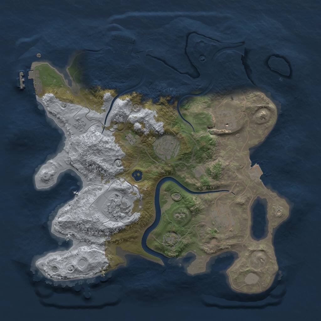 Rust Map: Procedural Map, Size: 3000, Seed: 9371028, 10 Monuments