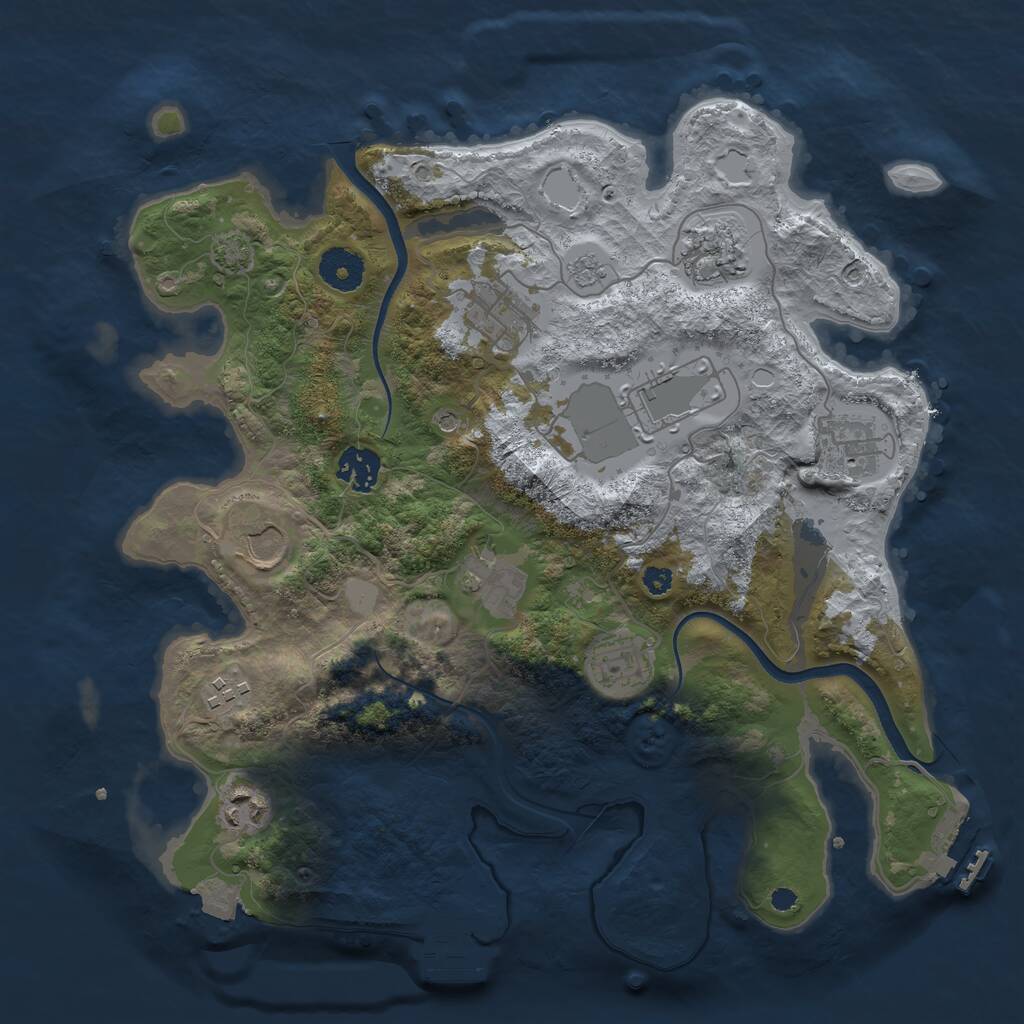Rust Map: Procedural Map, Size: 3500, Seed: 81620243, 16 Monuments