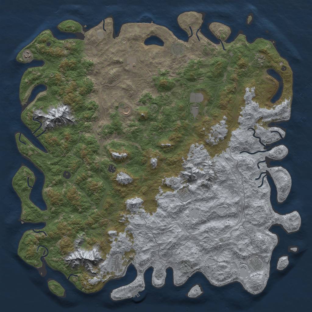 Rust Map: Procedural Map, Size: 6000, Seed: 3526174, 20 Monuments