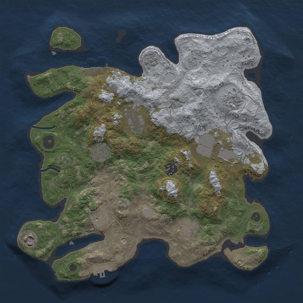 Rust Map: Procedural Map, Size: 3500, Seed: 1856511403, 18 Monuments