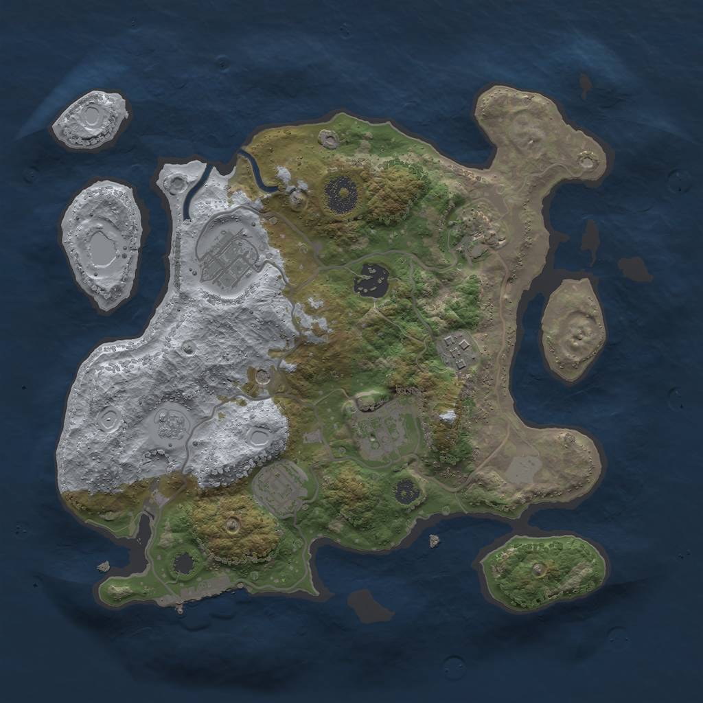 Rust Map: Procedural Map, Size: 3000, Seed: 1042749165, 14 Monuments