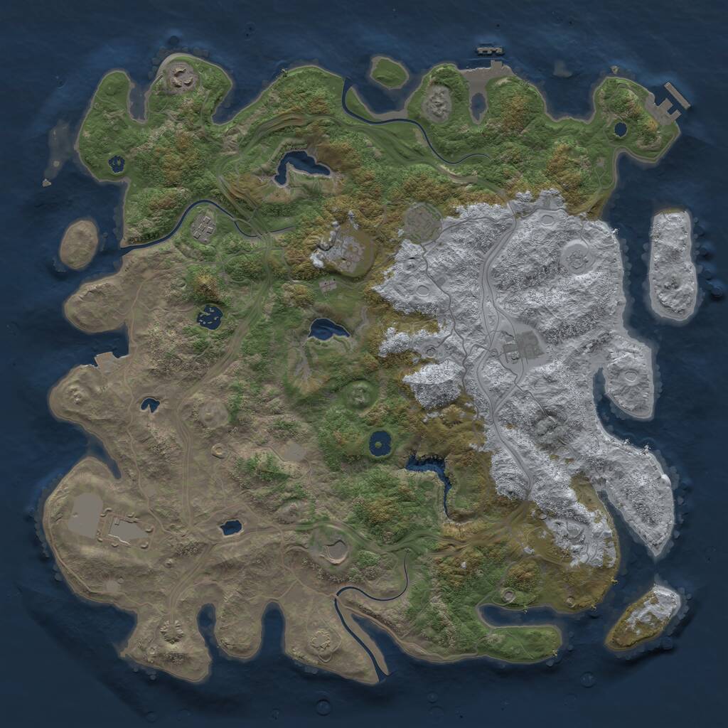 Rust Map: Procedural Map, Size: 4500, Seed: 3156204, 15 Monuments