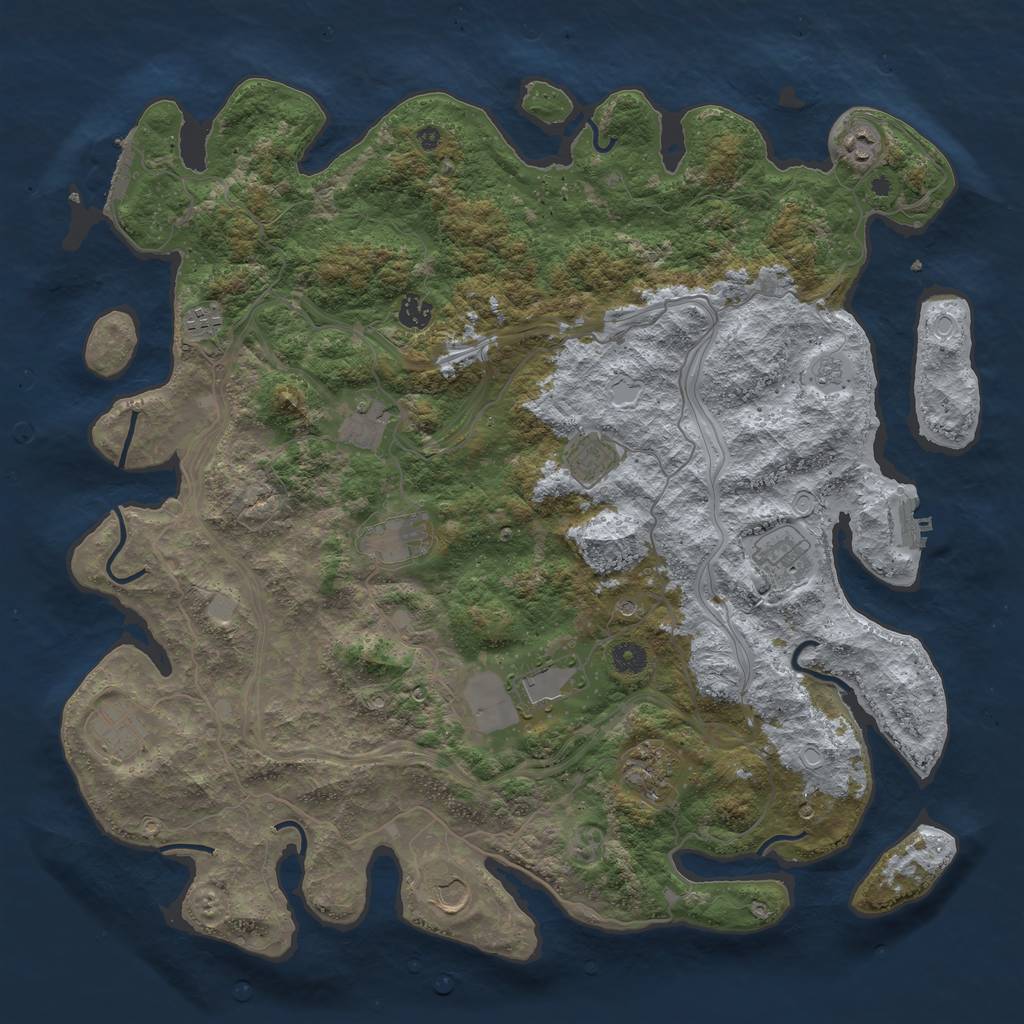 Rust Map: Procedural Map, Size: 4500, Seed: 3156204, 20 Monuments