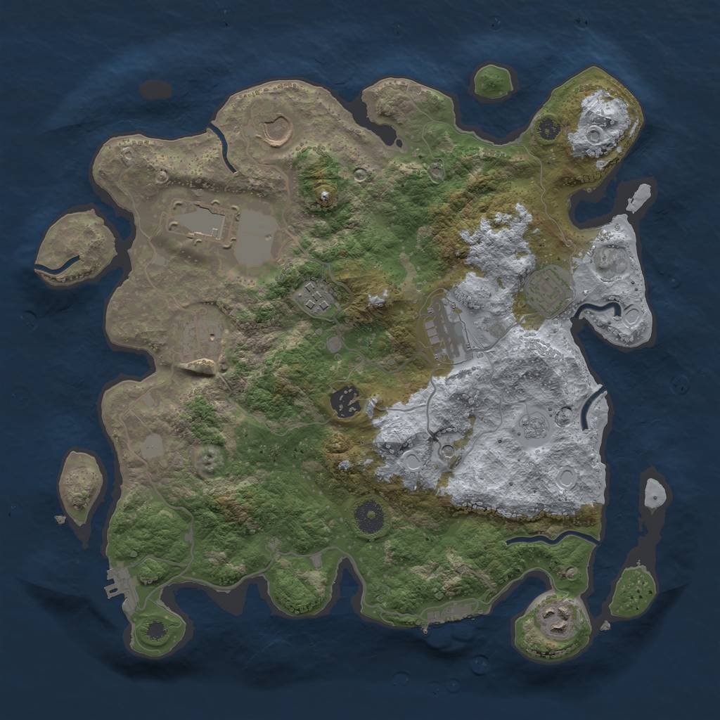 Rust Map: Procedural Map, Size: 3500, Seed: 80716796, 17 Monuments