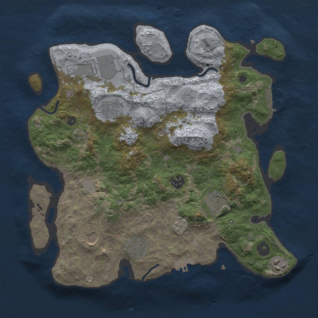 Rust Map: Procedural Map, Size: 3500, Seed: 62701174, 17 Monuments