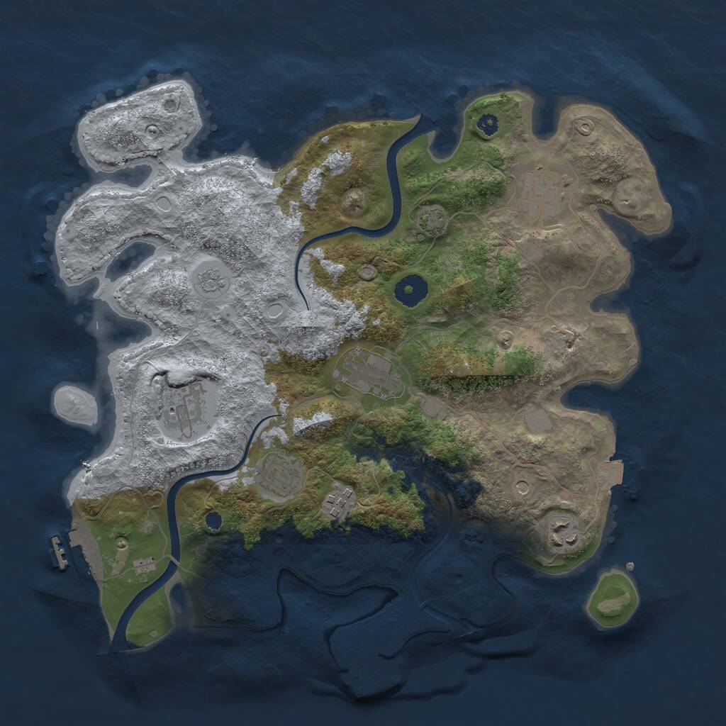 Rust Map: Procedural Map, Size: 3450, Seed: 29987153, 12 Monuments