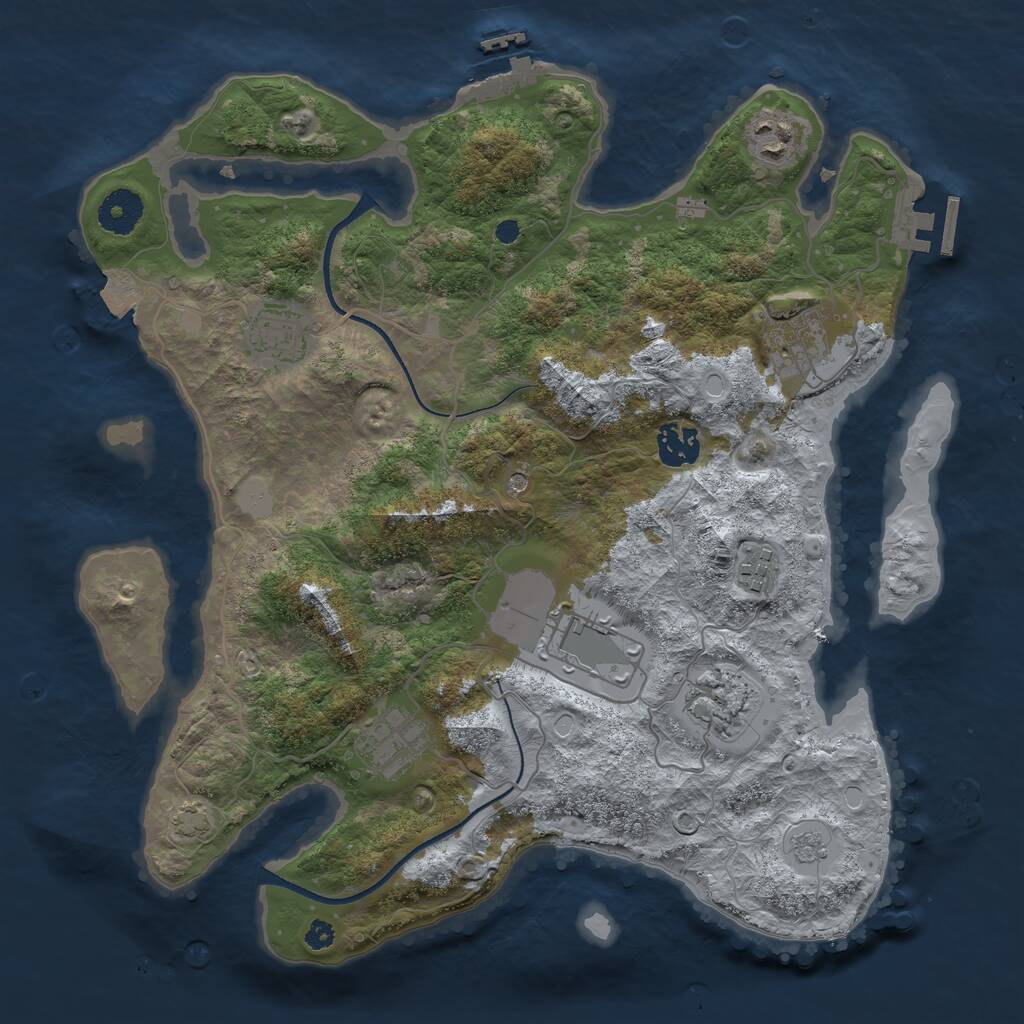 Rust Map: Procedural Map, Size: 3500, Seed: 626907, 14 Monuments