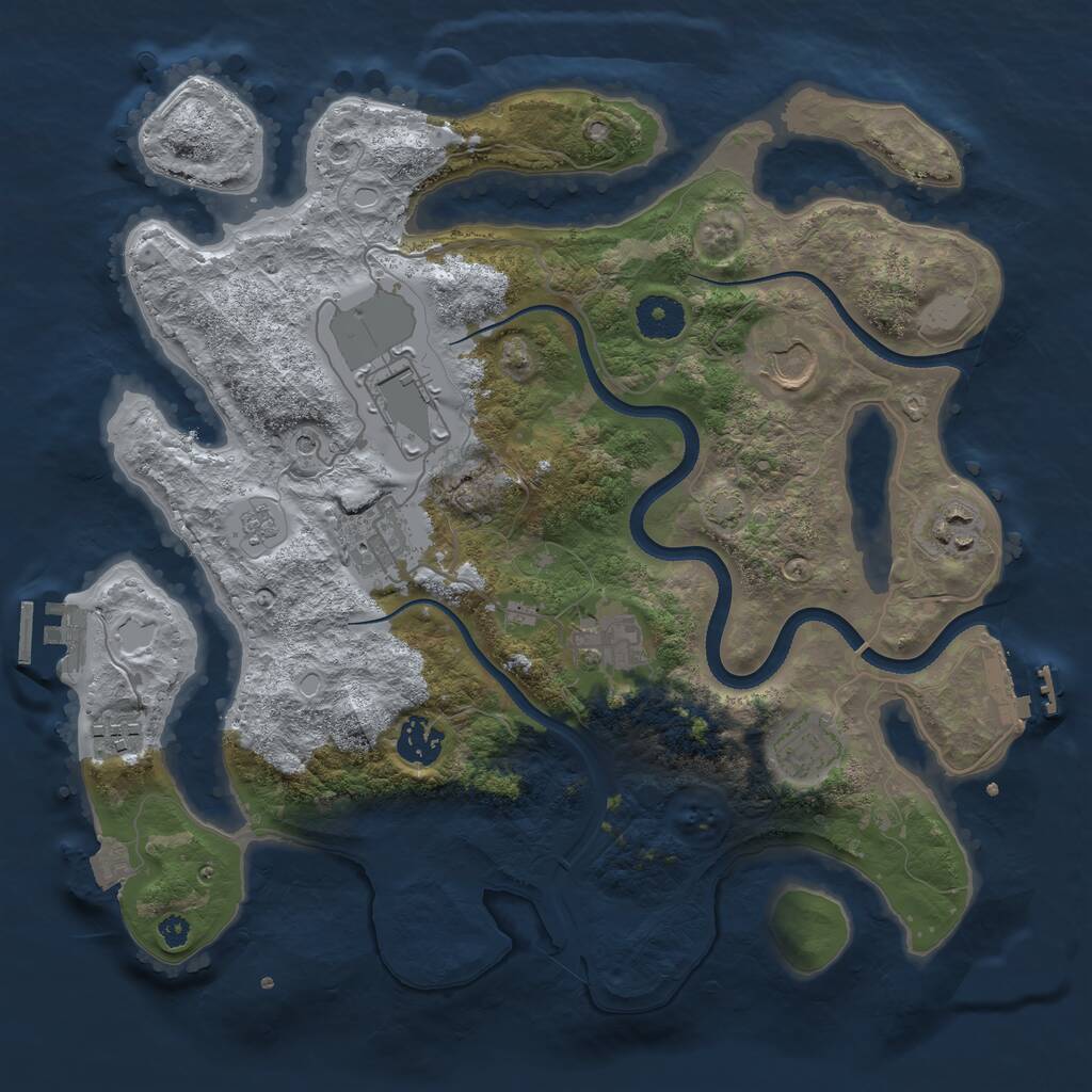 Rust Map: Procedural Map, Size: 3500, Seed: 10474375, 14 Monuments