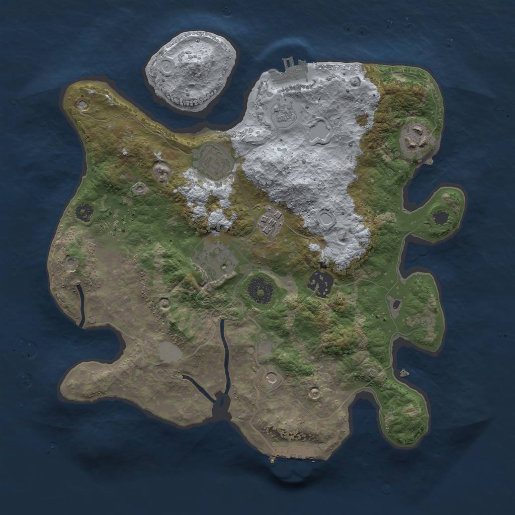 Rust Map: Procedural Map, Size: 3000, Seed: 1625076677, 14 Monuments