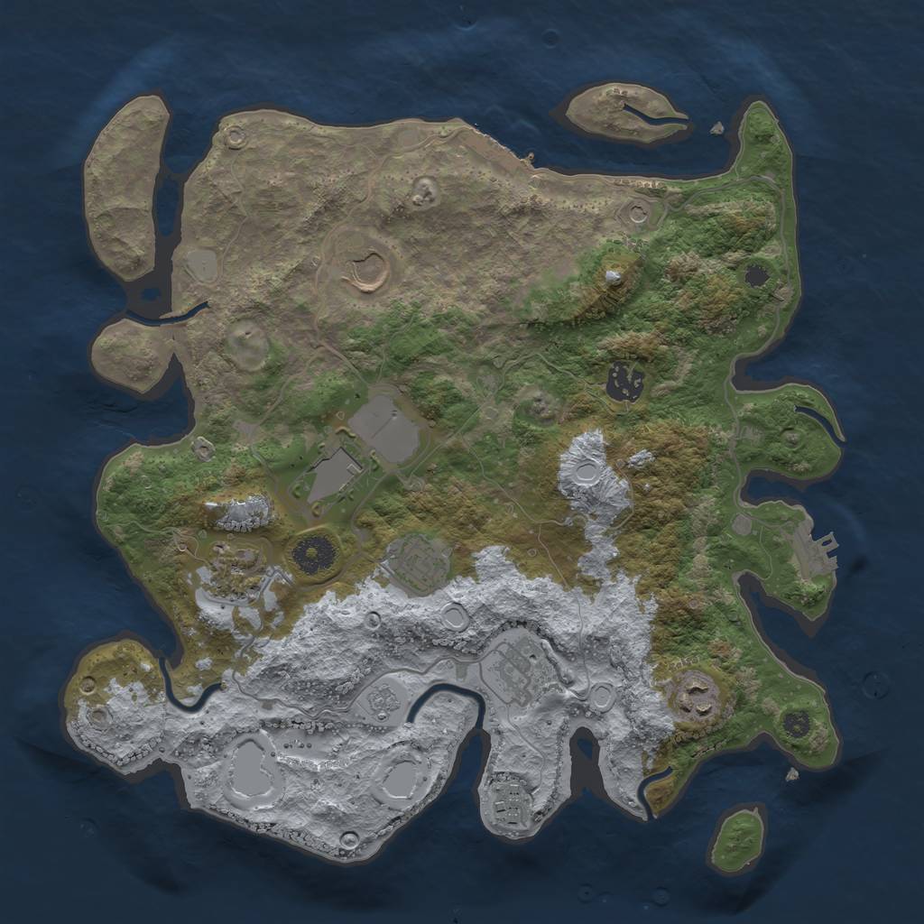 Rust Map: Procedural Map, Size: 3500, Seed: 16276126, 17 Monuments
