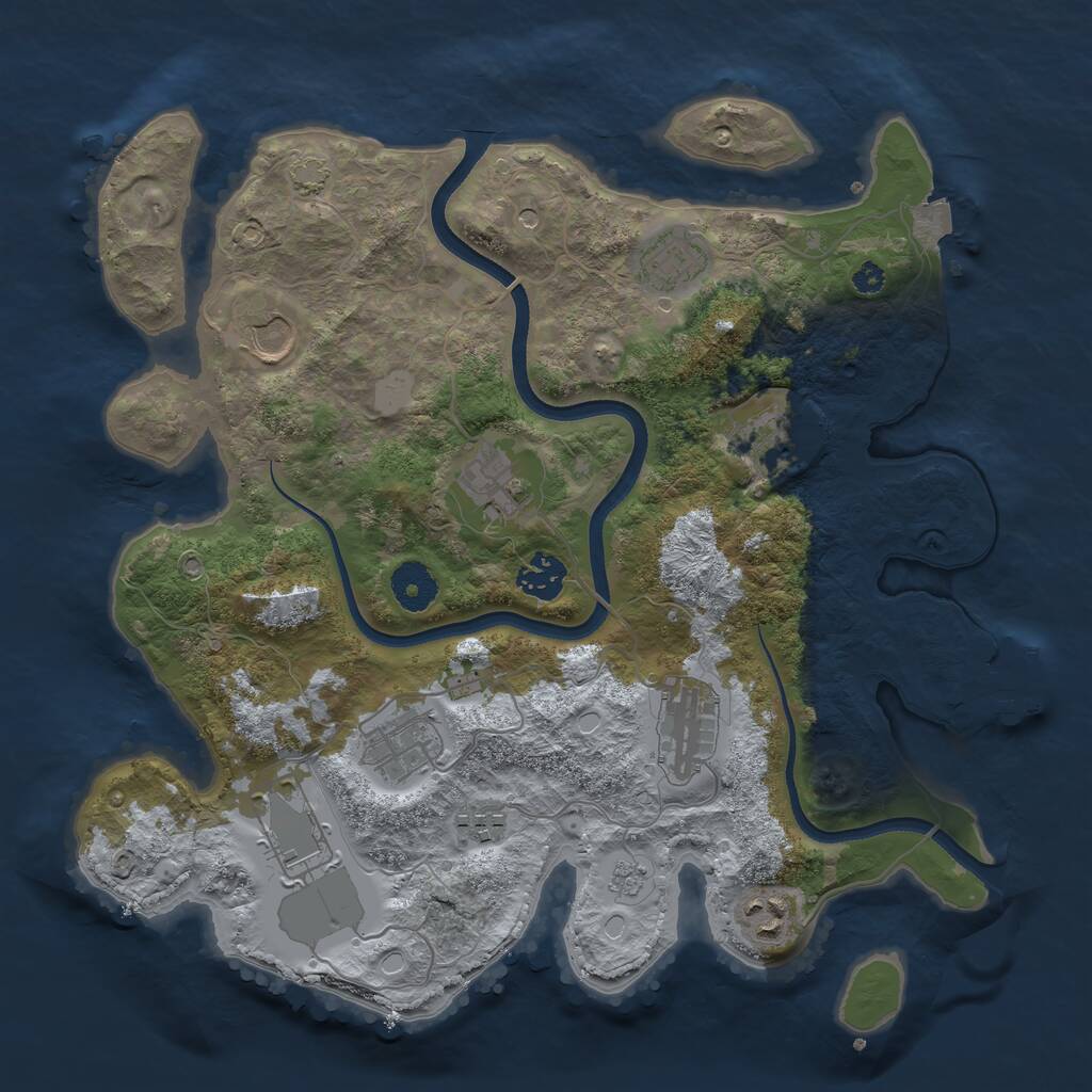 Rust Map: Procedural Map, Size: 3500, Seed: 16276126, 15 Monuments