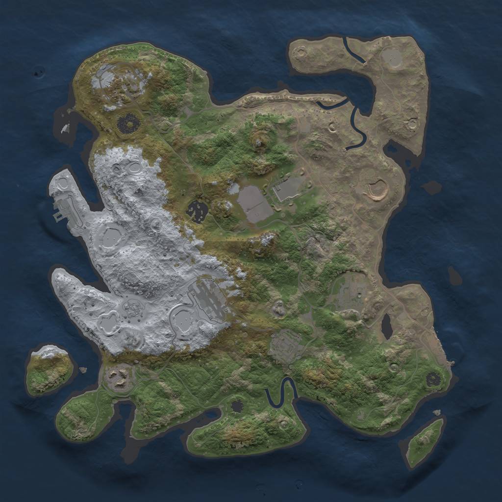 Rust Map: Procedural Map, Size: 3500, Seed: 59621587, 16 Monuments