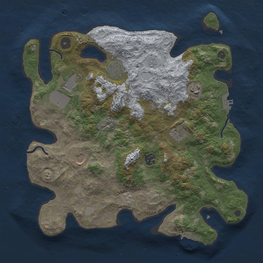 Rust Map: Procedural Map, Size: 3500, Seed: 37438210, 16 Monuments