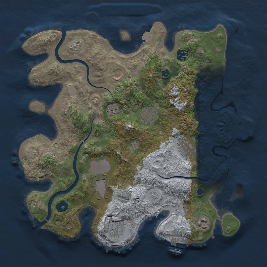 Rust Map: Procedural Map, Size: 3500, Seed: 73817335, 14 Monuments
