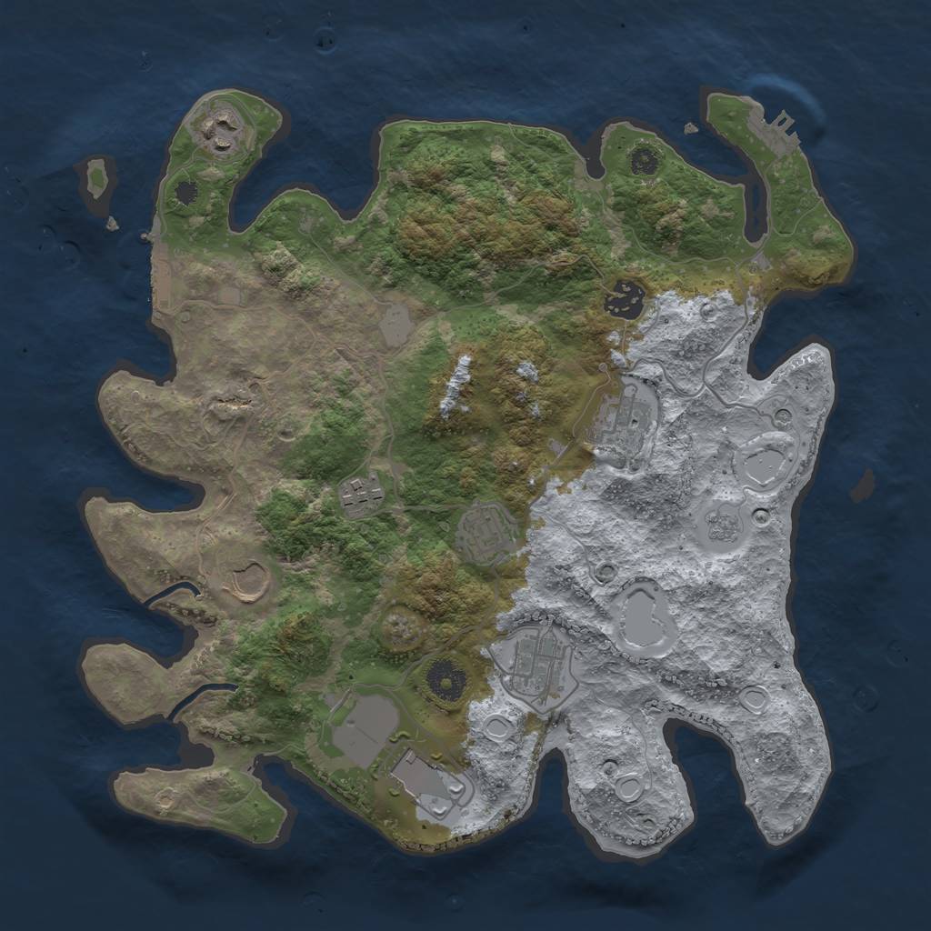 Rust Map: Procedural Map, Size: 3500, Seed: 42535328, 17 Monuments