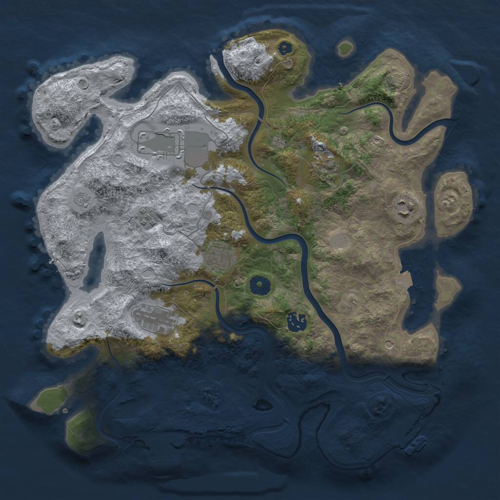 Rust Map: Procedural Map, Size: 3700, Seed: 29165480, 13 Monuments