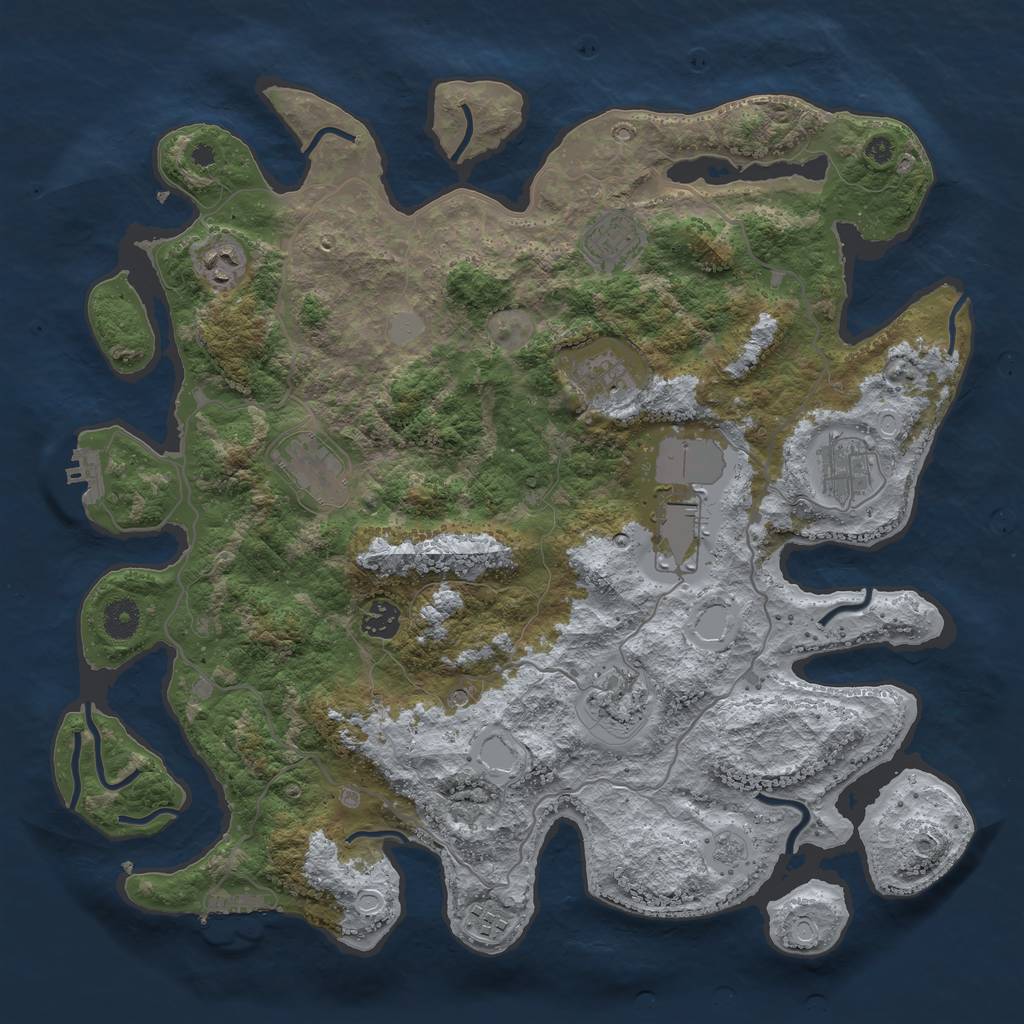 Rust Map: Procedural Map, Size: 4000, Seed: 2023753033, 16 Monuments