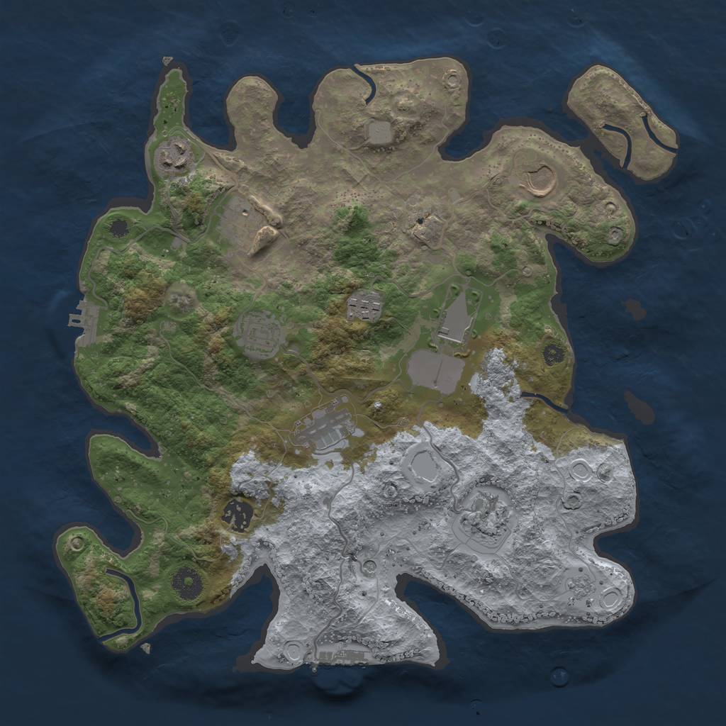 Rust Map: Procedural Map, Size: 3500, Seed: 2003453550, 18 Monuments