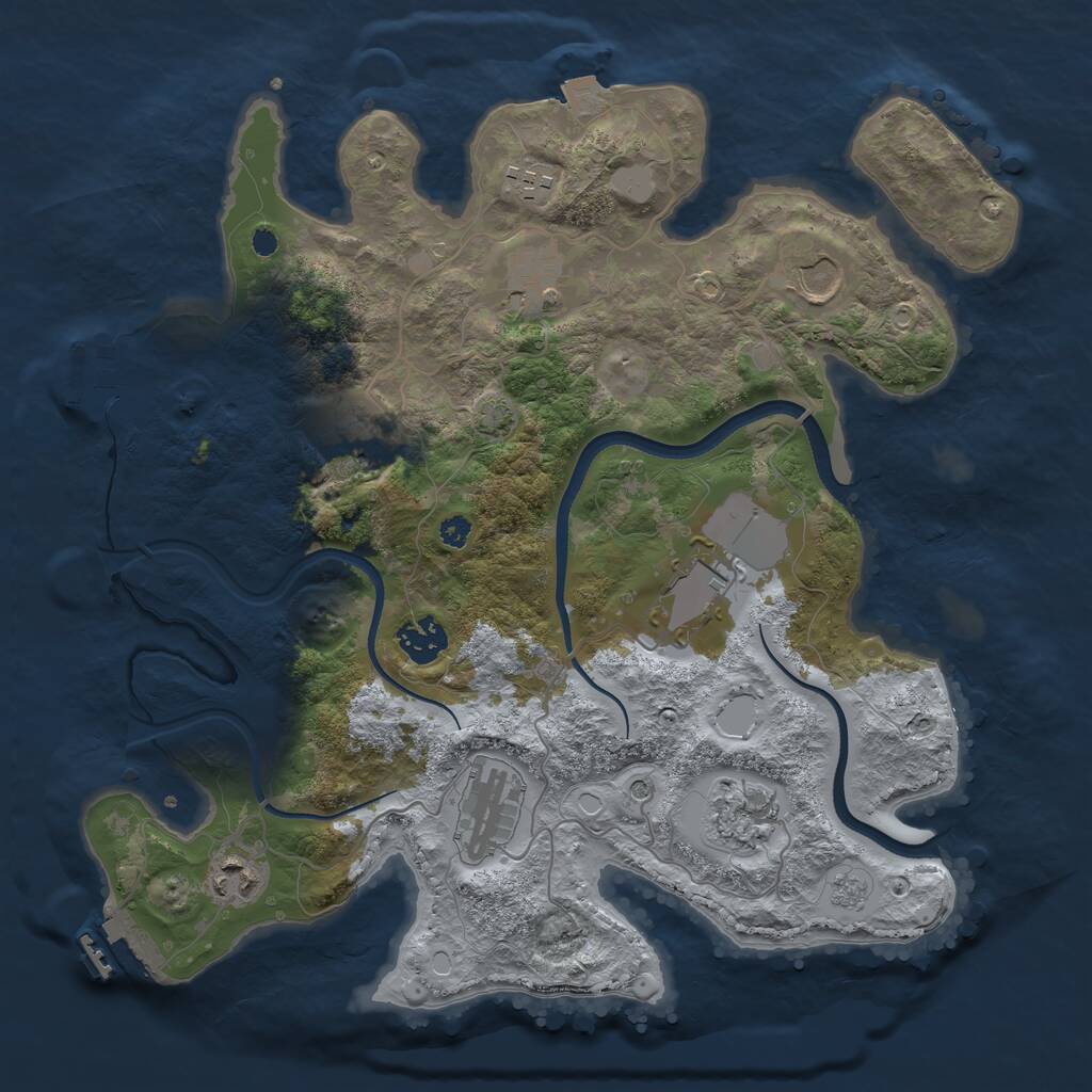 Rust Map: Procedural Map, Size: 3500, Seed: 2003453550, 15 Monuments