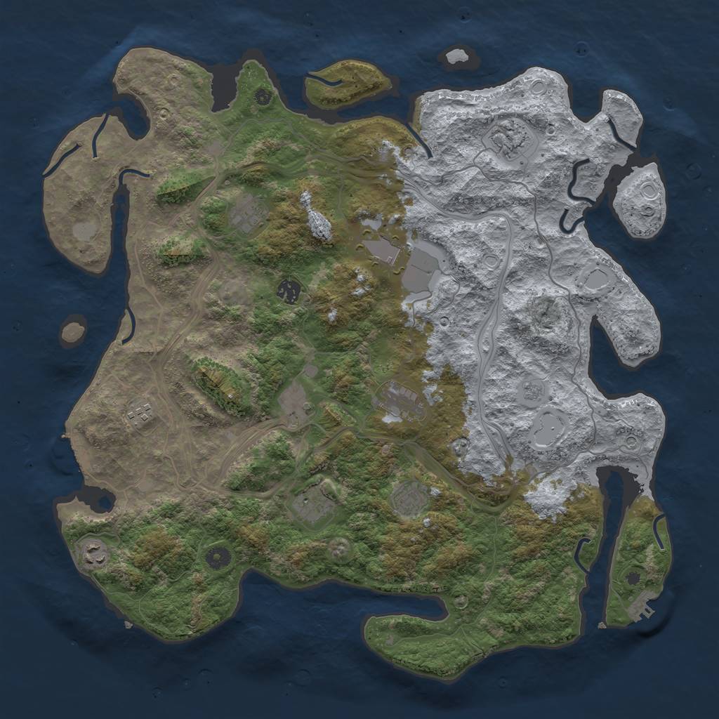 Rust Map: Procedural Map, Size: 4500, Seed: 1366172246, 19 Monuments