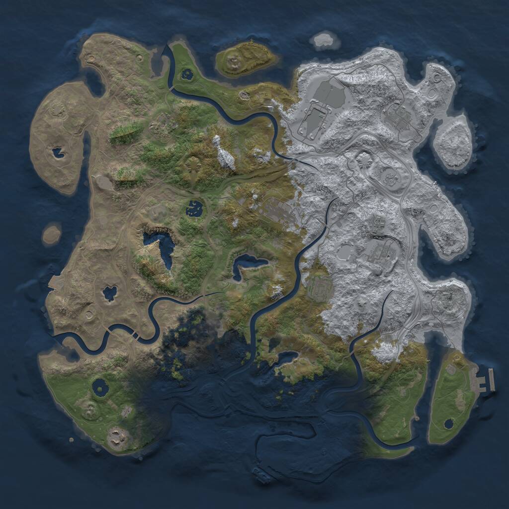 Rust Map: Procedural Map, Size: 4500, Seed: 1366172246, 16 Monuments