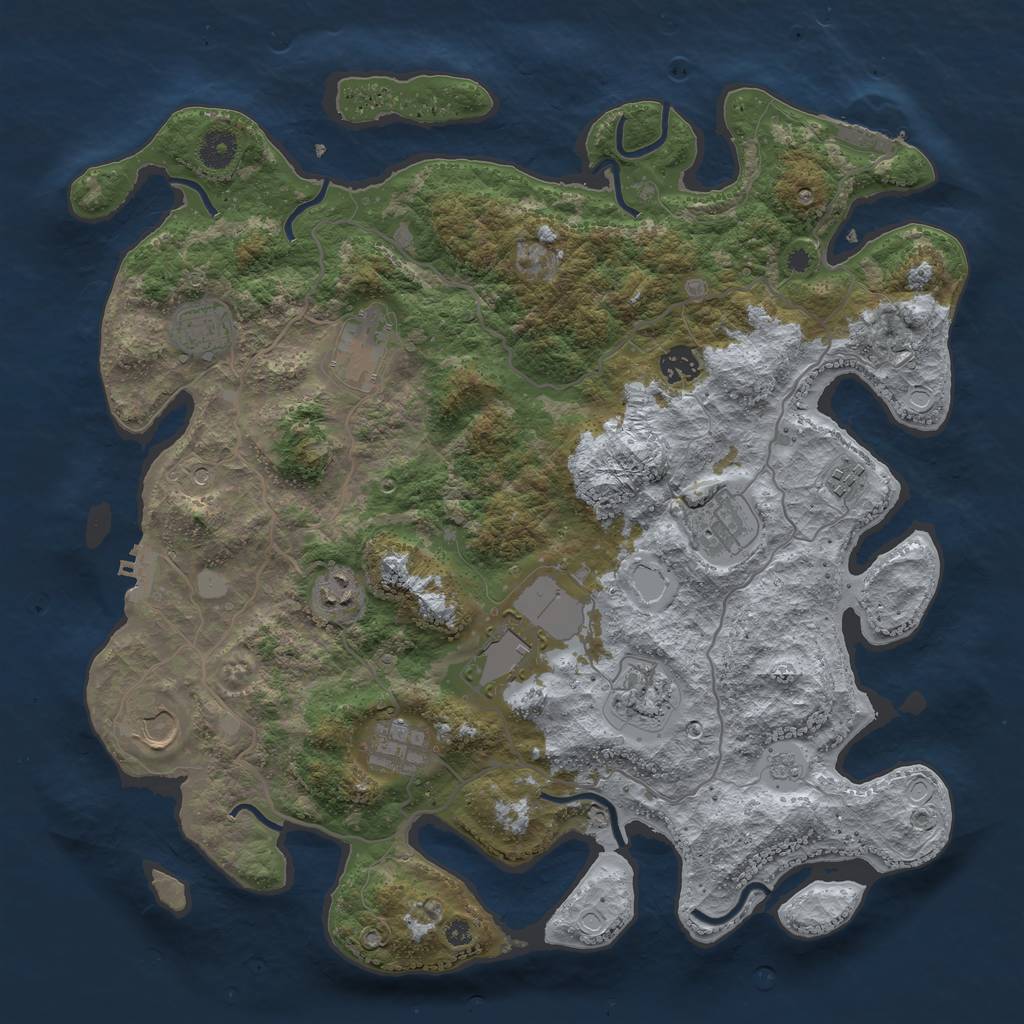 Rust Map: Procedural Map, Size: 4000, Seed: 13216, 19 Monuments