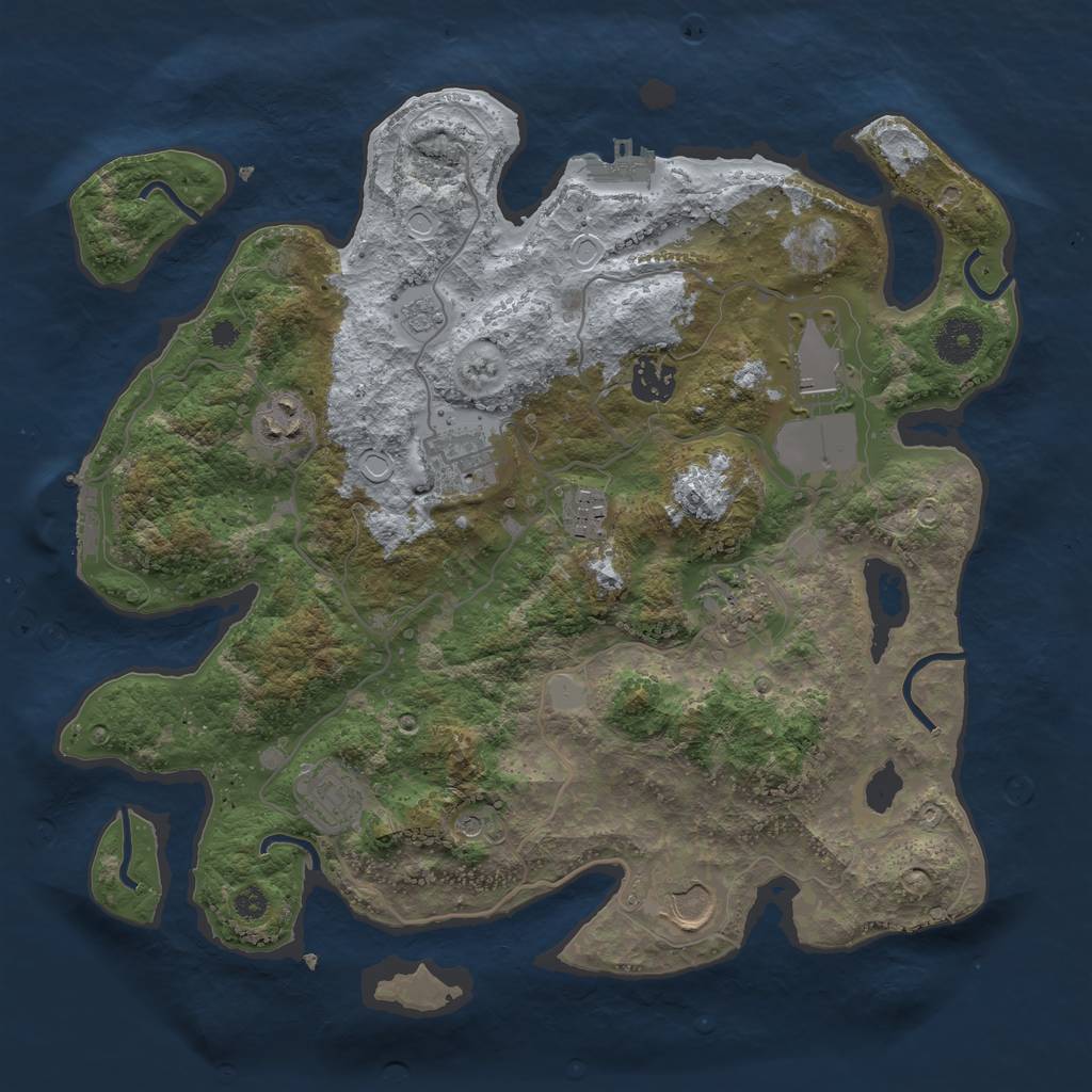 Rust Map: Procedural Map, Size: 3500, Seed: 36233857, 17 Monuments