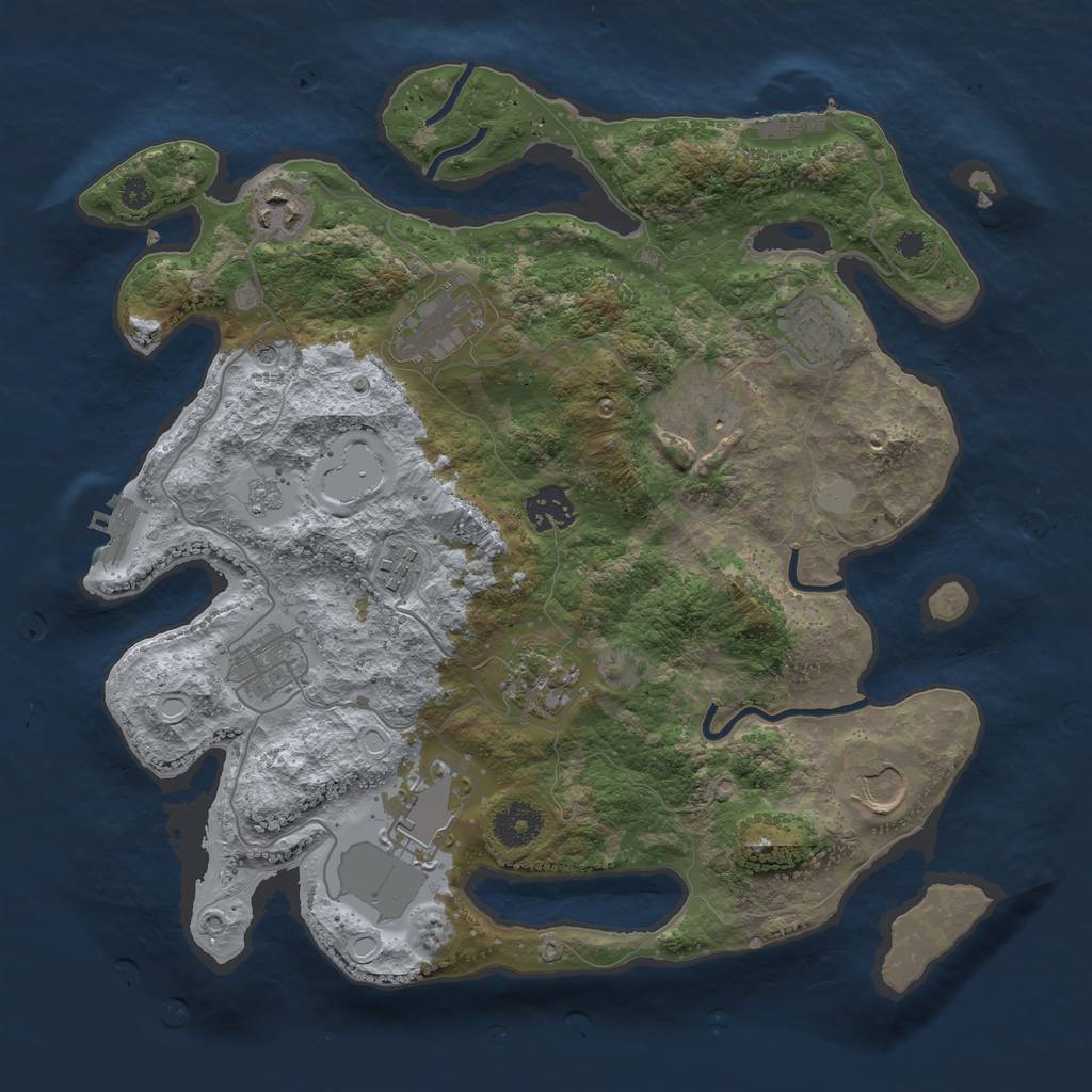 Rust Map: Procedural Map, Size: 3500, Seed: 799999, 19 Monuments