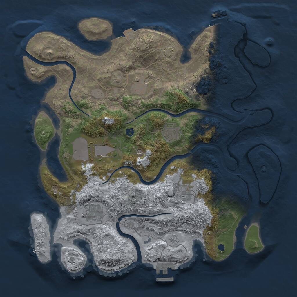 Rust Map: Procedural Map, Size: 3500, Seed: 54073129, 12 Monuments