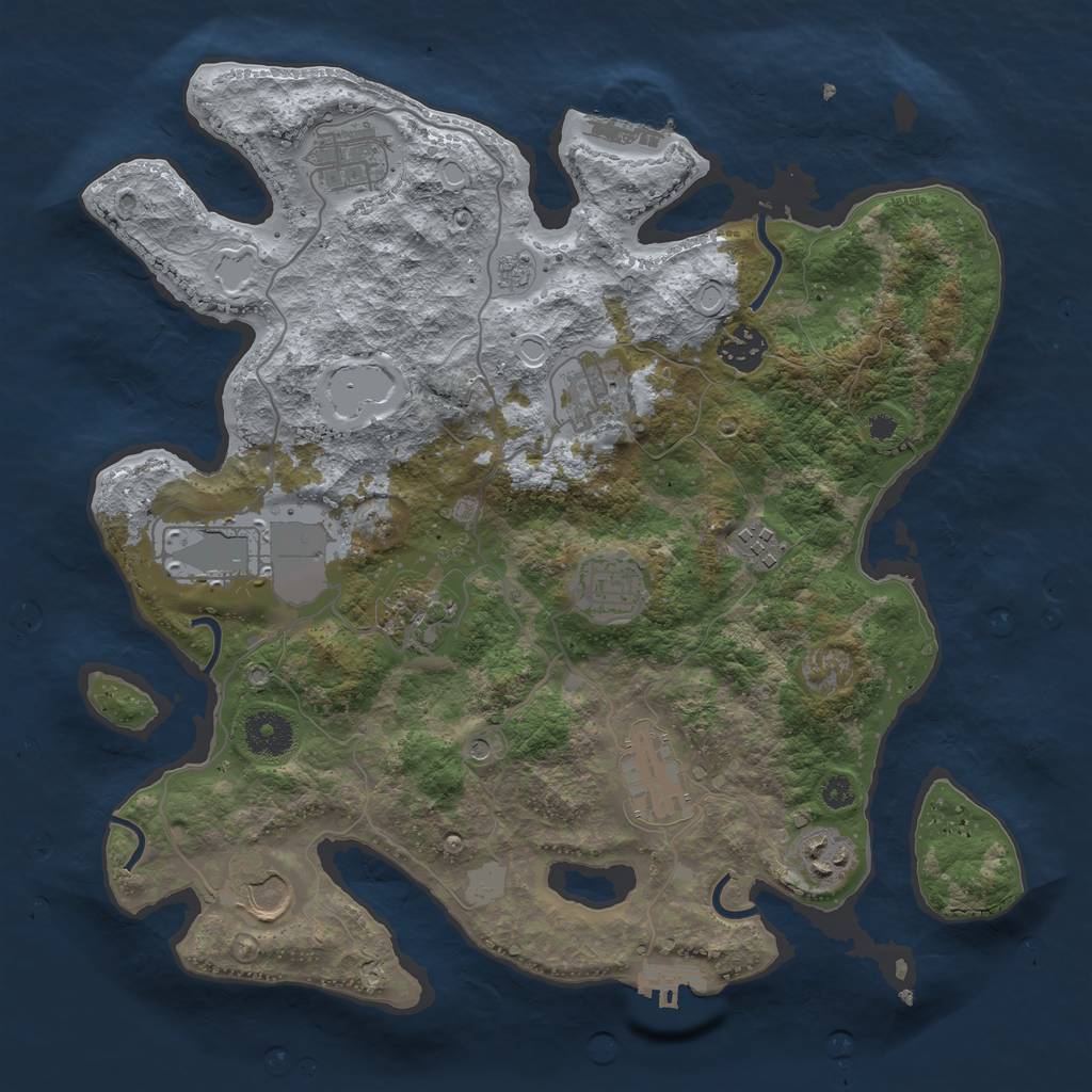 Rust Map: Procedural Map, Size: 3500, Seed: 1117395044, 17 Monuments