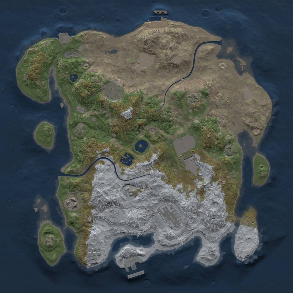 Rust Map: Procedural Map, Size: 3500, Seed: 893875714, 14 Monuments