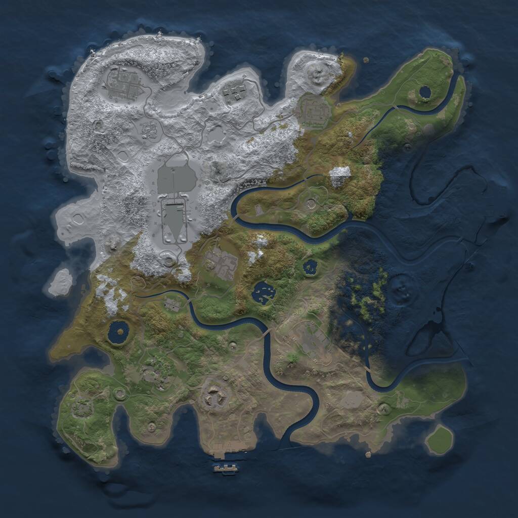 Rust Map: Procedural Map, Size: 3500, Seed: 130711865, 15 Monuments