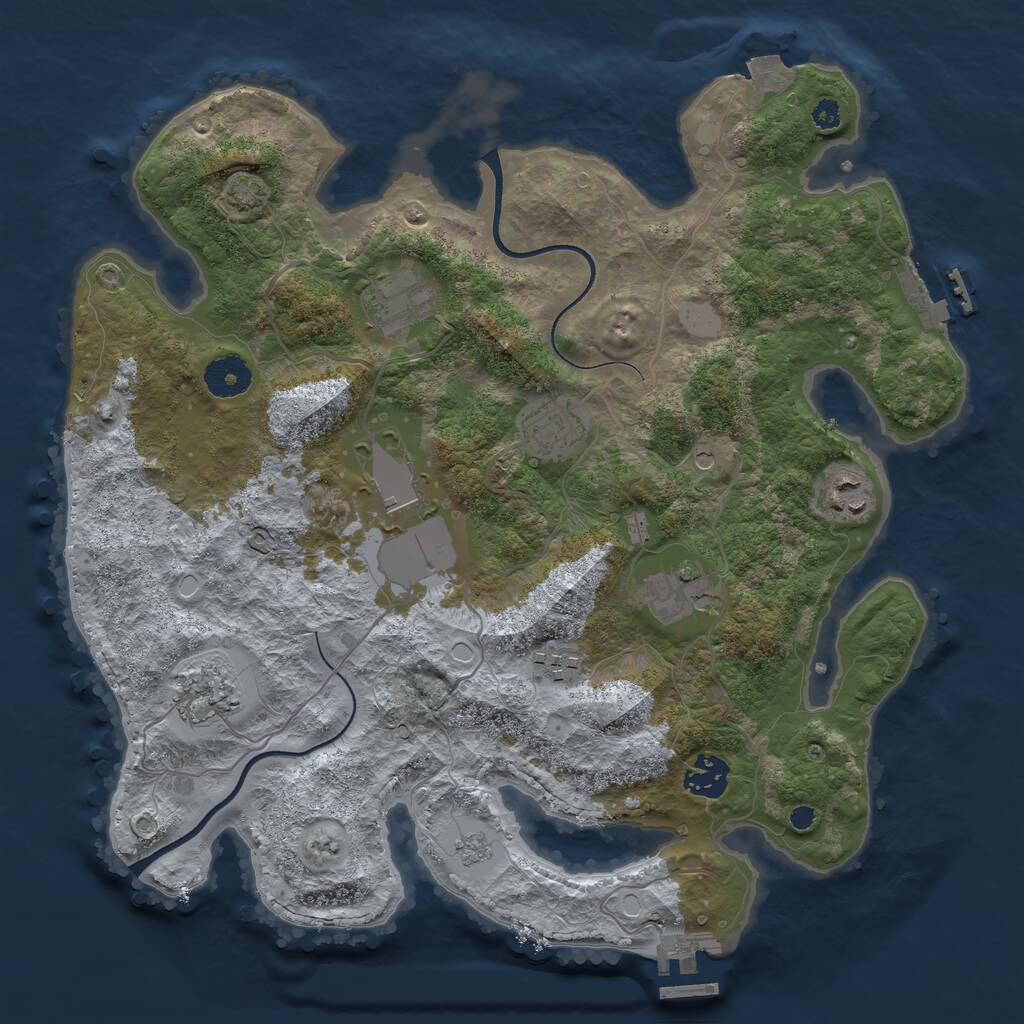 Rust Map: Procedural Map, Size: 3500, Seed: 1152827758, 14 Monuments