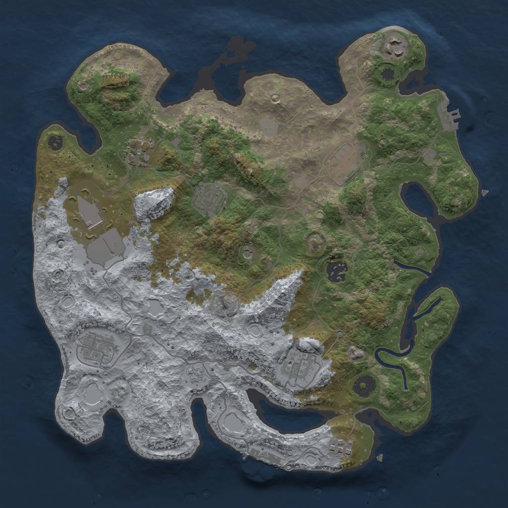 Rust Map: Procedural Map, Size: 3500, Seed: 1152827758, 18 Monuments