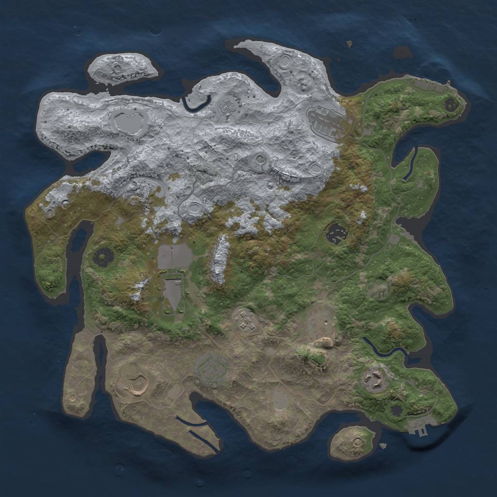 Rust Map: Procedural Map, Size: 3700, Seed: 1960365782, 16 Monuments