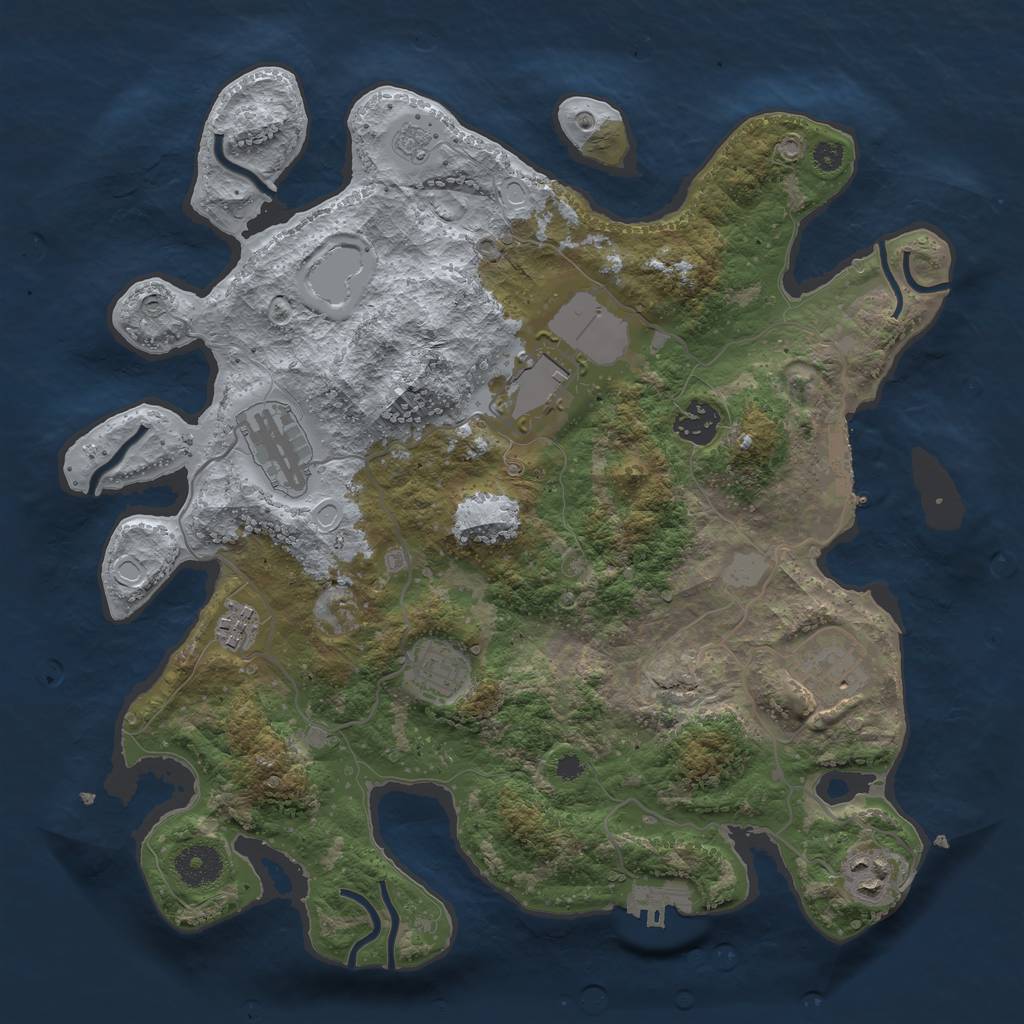 Rust Map: Procedural Map, Size: 3500, Seed: 39049605, 15 Monuments